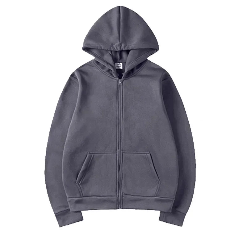 Oversize Women Hoodies Casual Solid Zip Up Hooded Sweatshirt Harajuku Korean Loose Couple Hoodie Jacket Coat Streetwear