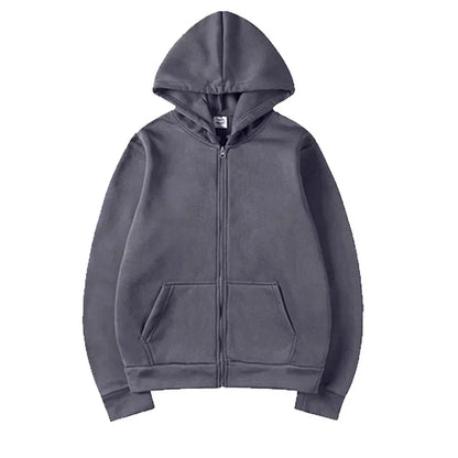 Oversize Women Hoodies Casual Solid Zip Up Hooded Sweatshirt Harajuku Korean Loose Couple Hoodie Jacket Coat Streetwear