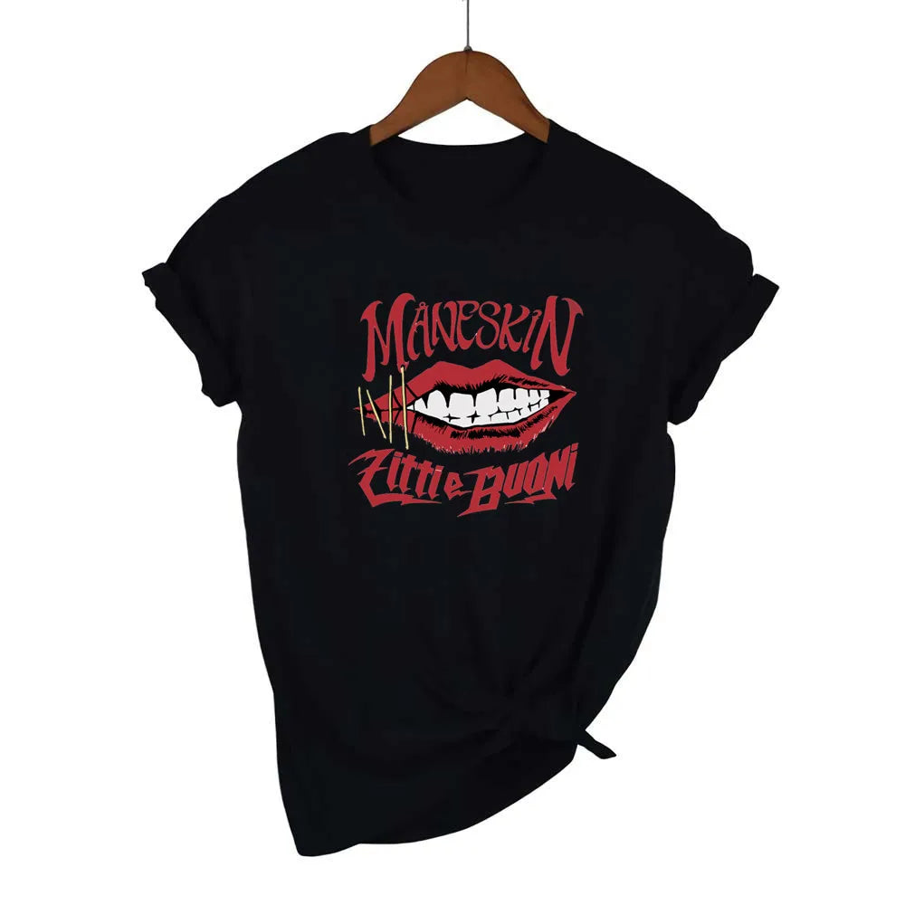 Oversized T Shirt Graphic Maneskin Street Fashion Women Aesthetic Summer Harajuku Streetwear Hip Hop Casual Musical Shirts