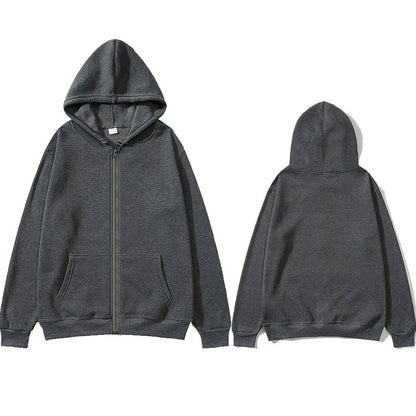 Oversize Women Hoodies Casual Solid Zip Up Hooded Sweatshirt Harajuku Korean Loose Couple Hoodie Jacket Coat Streetwear