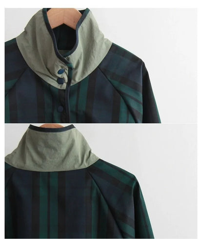 Women's Jacket New Fashion Double-sided Wear Joker Plaid Jacket Women's Spring and Autumn new Loose Jacket Short Trench Coat