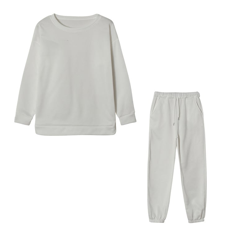 Hooded Solid Color Two-Piece Ladies Athleisure Set