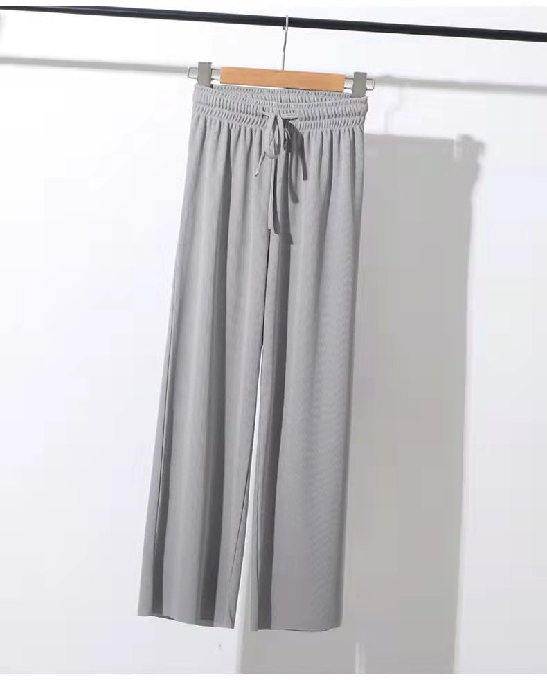 Summer High-Waist Wide-Leg Knit Pants for Women