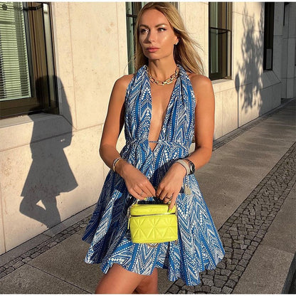 Summer Vacation Floral Backless Beach Dress for Women