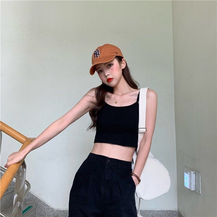 Black Crop Tank Top for Women - Sexy Summer Style
