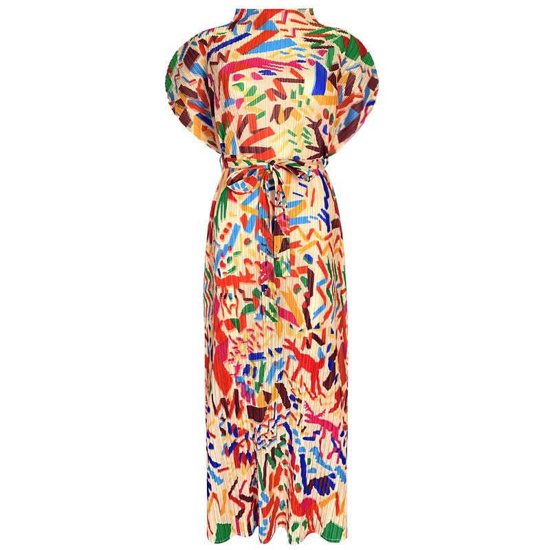 Printed Mid-Length Dress for Women - Summer 2024 Style