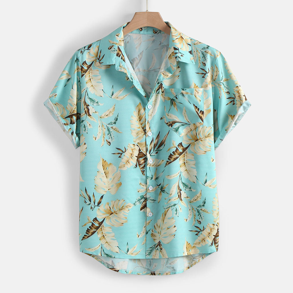 Men's 3D Beach Print Casual Short Sleeve Shirt