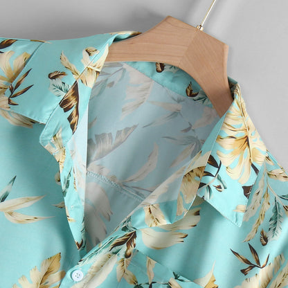 Men's 3D Beach Print Casual Short Sleeve Shirt